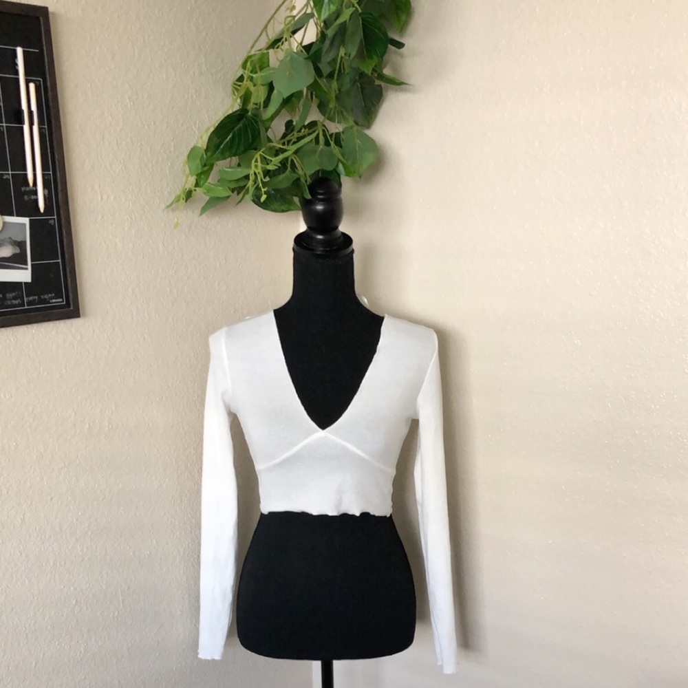 White Long Sleeve Crop Top